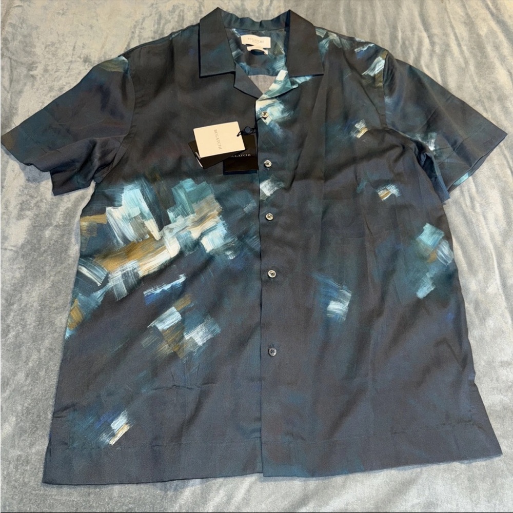 Bugatchi short sleeve shirt Lyocell button down Sz M NWT $179